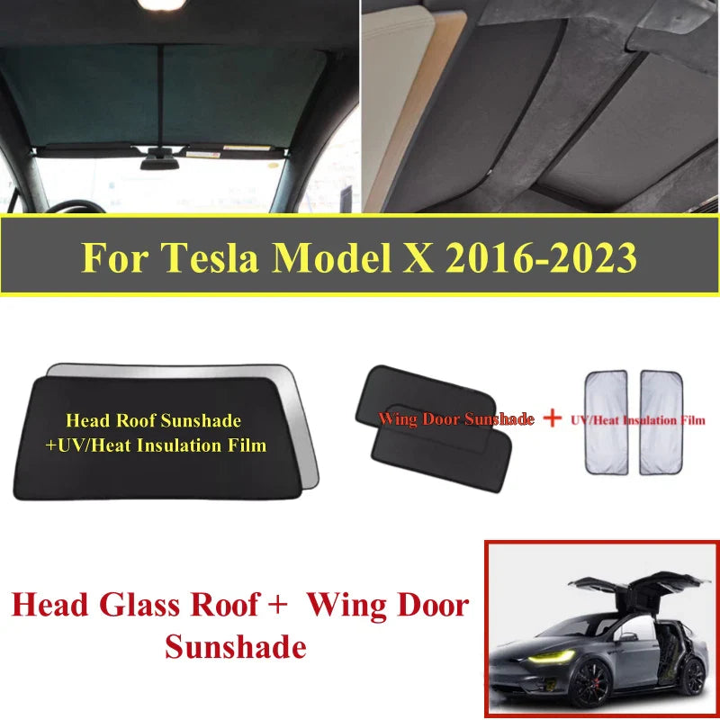 Tesla Model X Head Roof Wing Door Sunshade Sunroof Net Blind