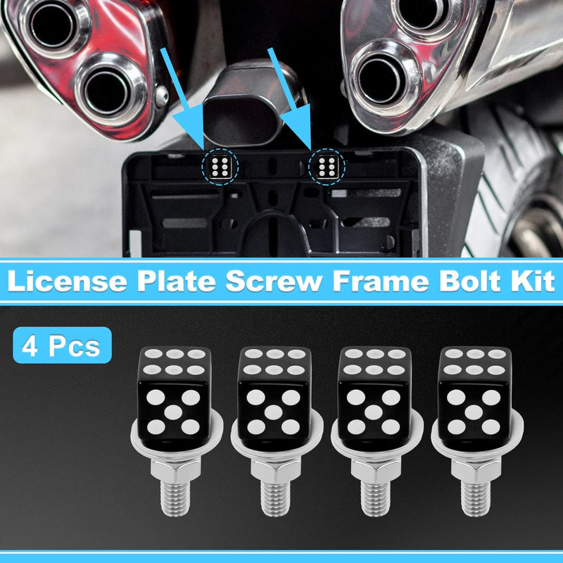Universal Motorcycle License Plate Screws Cover 3.45 cm Black 4 pcs