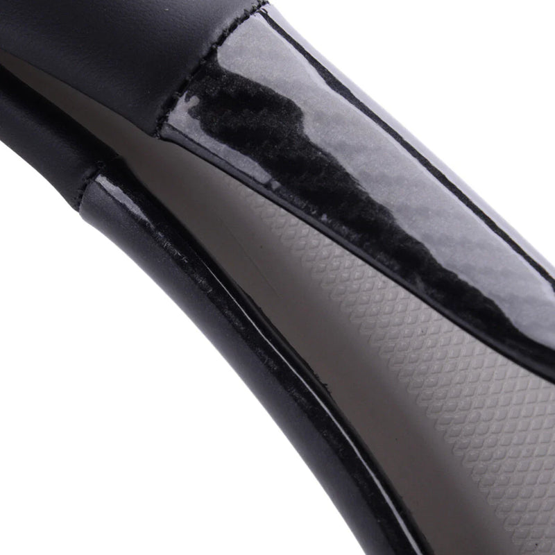 Car 38cm Anti-Slip Carbon Fiber Leather Steering Wheel Cover