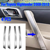 Toyota Highlander 4 x Silver Armrest Door Handle Trim Cover (2008–2013)