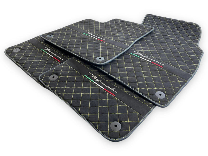 Lamborghini URUS 2018-2024 2 x Yellow Stitching Alcantara Floor Mats