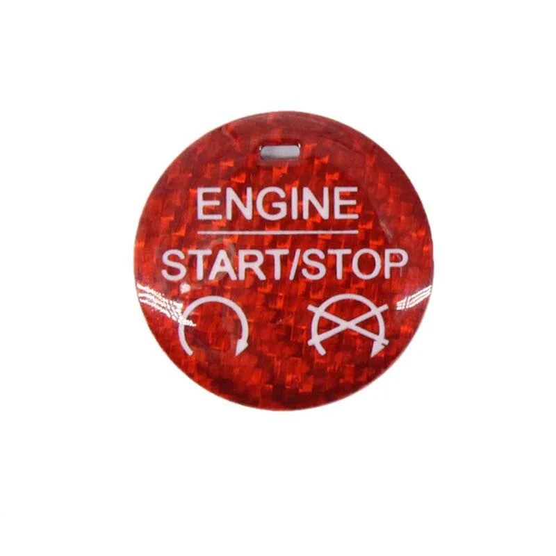 For Mustang 2015-2019 Carbon Fiber Ignition Engine Start Stop Buttons Cover Red