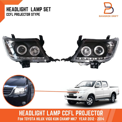 Toyota Hilux SR5 CCFL Projector Headlights Angel Eyes Black (2011-2014)