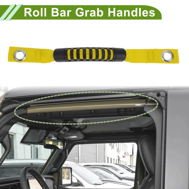Jeep Wrangler (2018-2032) Black Yellow Roll Bar Grab Handles
