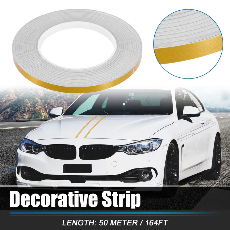 Car Motorcycle 0.3" Width 164ft Strips Waterproof Gold Tone
