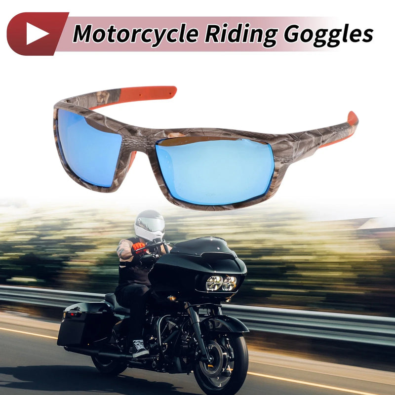 Motorcycle Riding Goggles Blue Lens Marble Frame Tri-acetel Cellulose