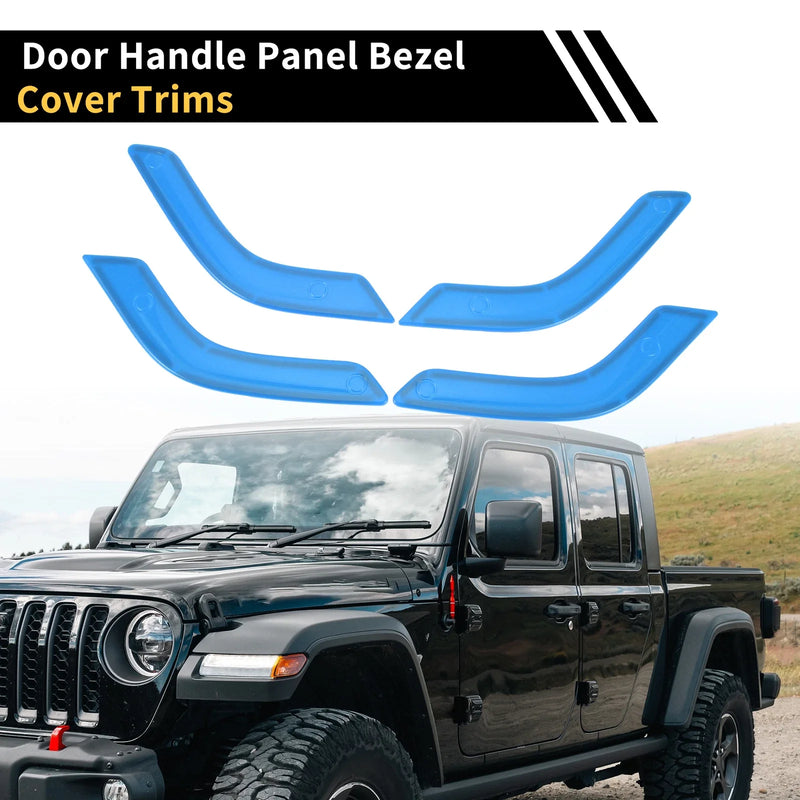 Jeep Wrangler Light Blue Front Rear Door Handle Bezel Cover Trims (2007-2018)