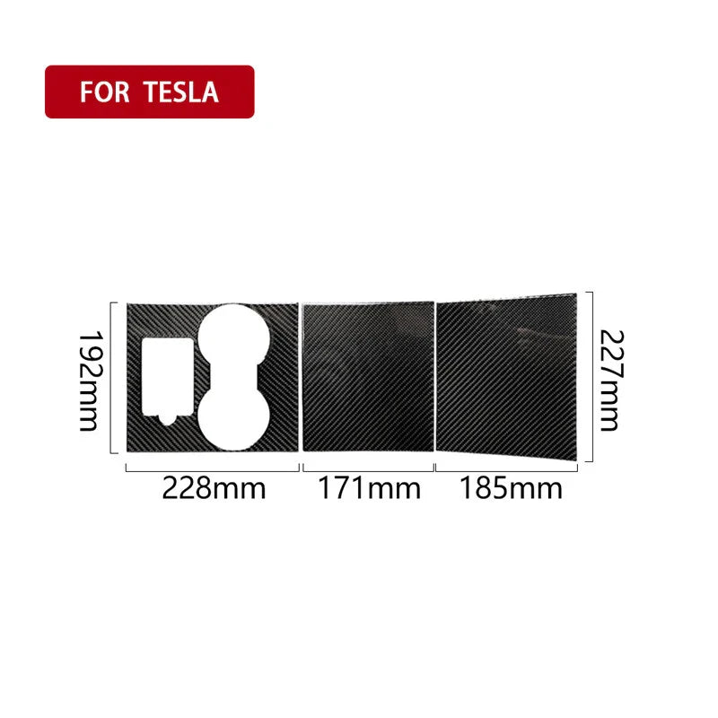 Tesla Model 3 3pcs Carbon Fiber Center Console Cup Holder Wrap Trim fit