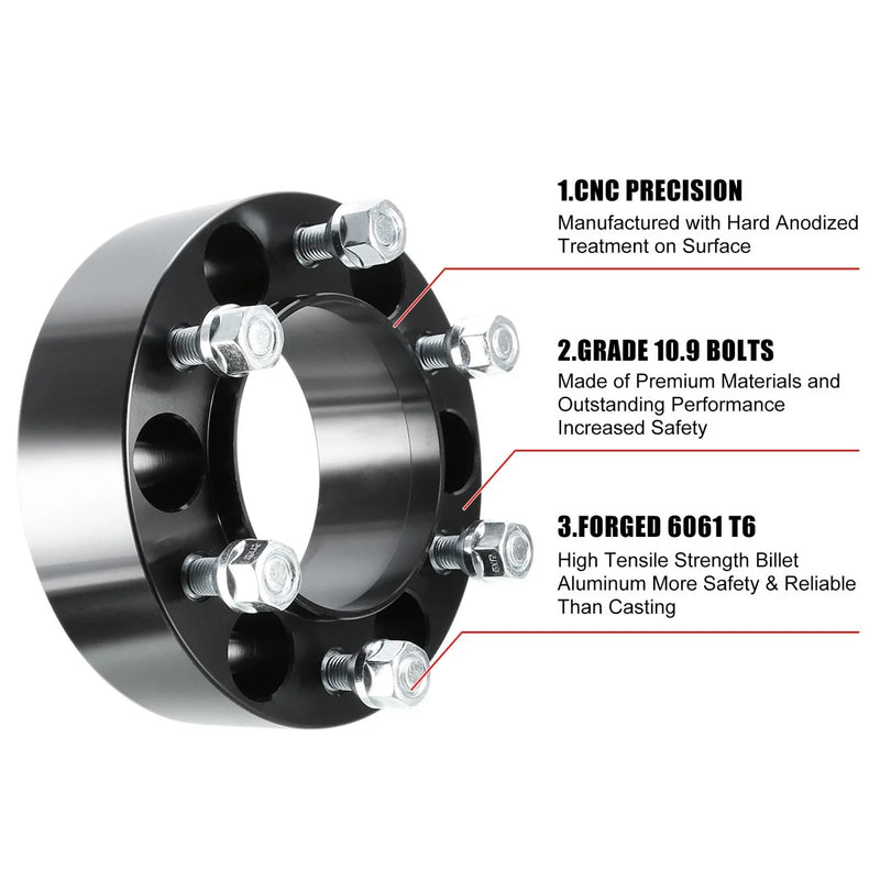 4pcs 2" Thick M12x1.5 6x5.5" Wheel Spacers Adapters
