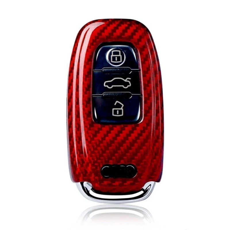 Audi A3 A4 A5 A6 A7 A8 Red Carbon Fiber 3-Button Key Fob Case (2000-2023)