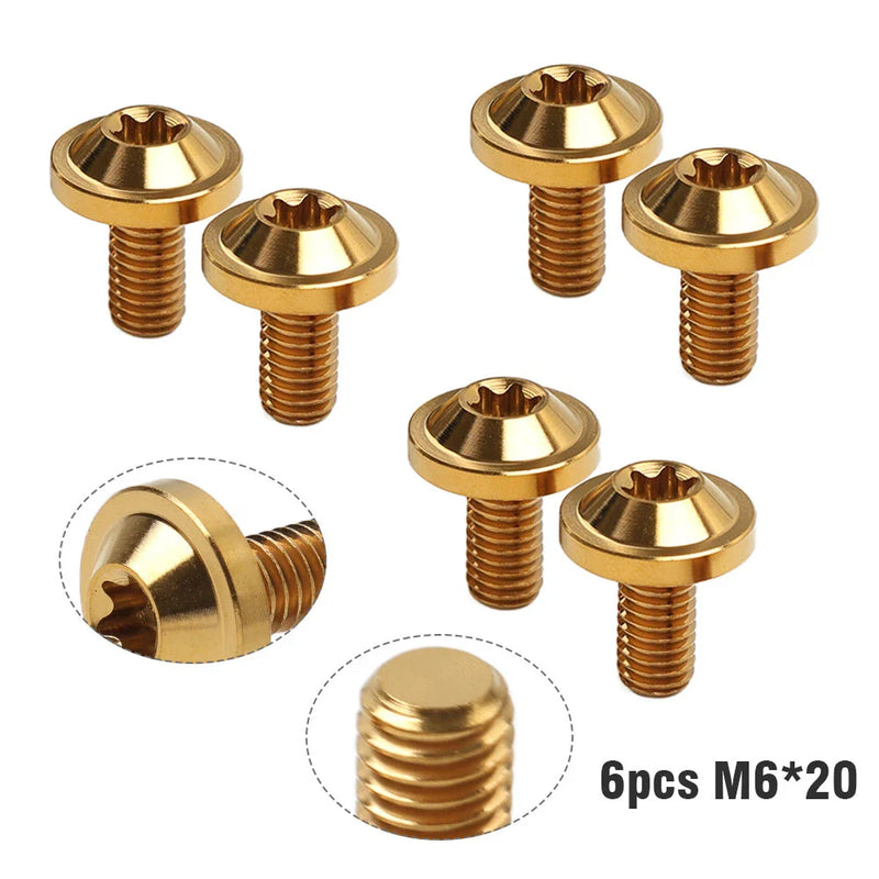 Bike Motorcycle 6 x Gold Titanium M6x20mm Torx Head Bolts