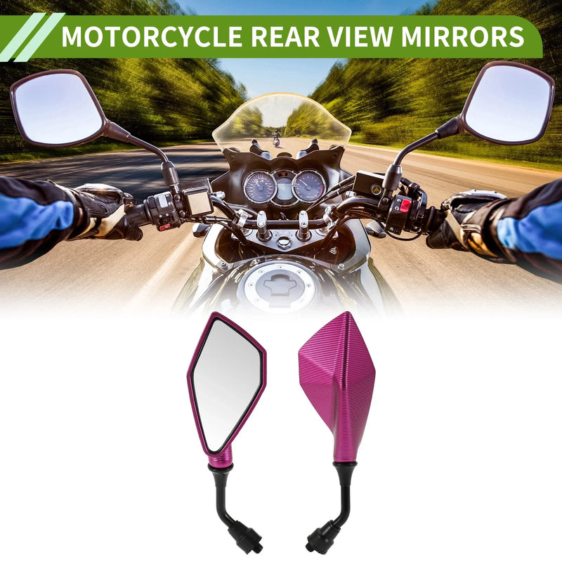 Motorcycle M10x1.25 Rear View Mirrors Polygonal Shape Purple Iron Plastic
