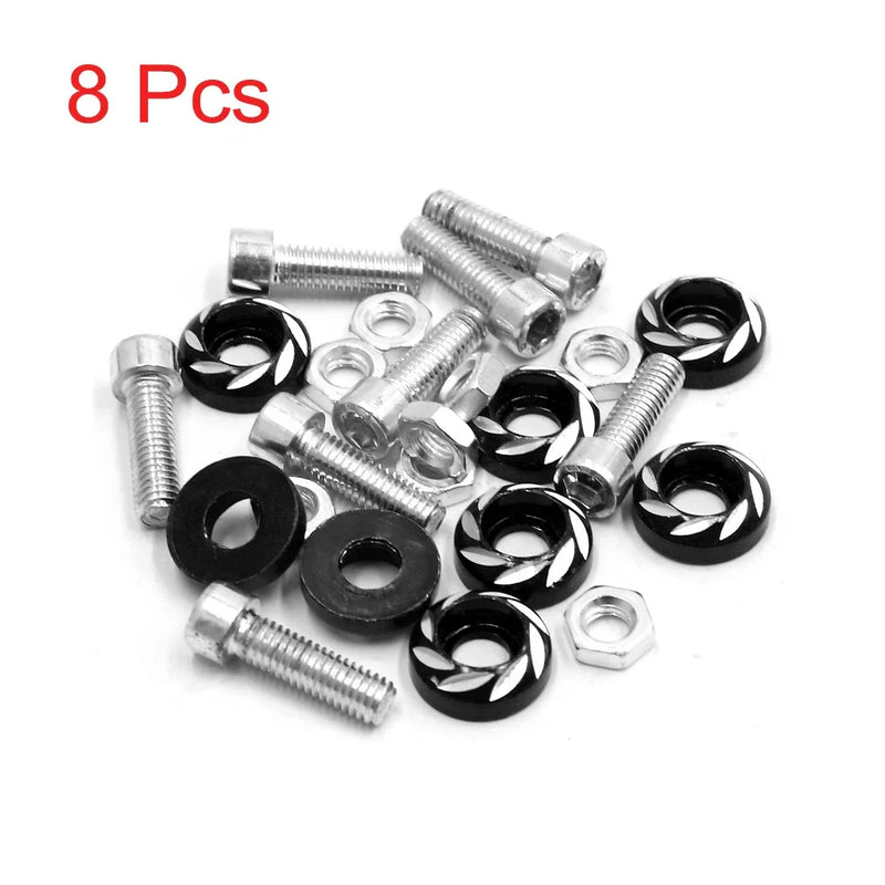 Motorcycle 8Pcs 6mm Threaded Motorcycle Plate Frame Screw Bolt Cap Fastener