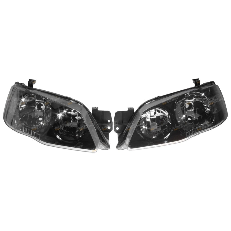 Ford Falcon BF Series 2 Futura XT LH+RH Black Headlights (2005-2008)