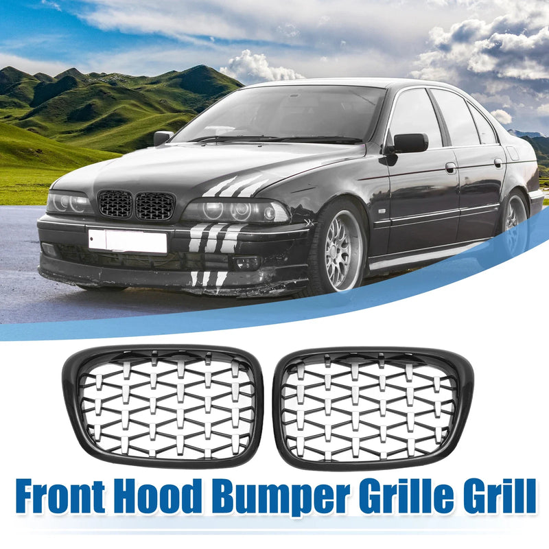BMW 525i 530i Diamond Star Black Front Hood Bumper Grille (1997-2003)