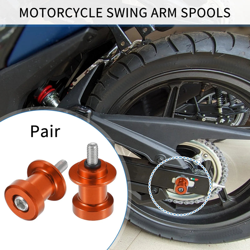 Motorcycle Orange Pair / 6mm / Swingarm Spools