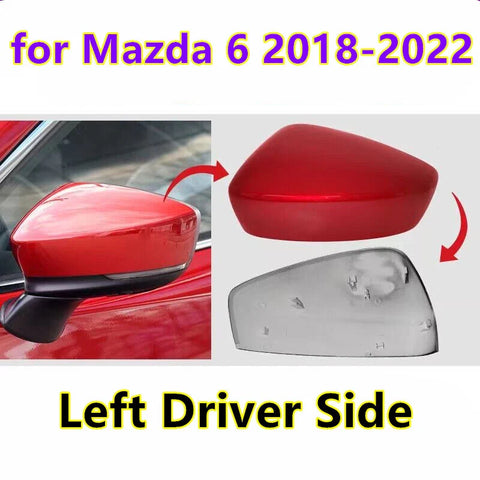 Mazda 6 Red Left Driver Side Door Wing Mirror Cover Cap Shell (2018–2022)