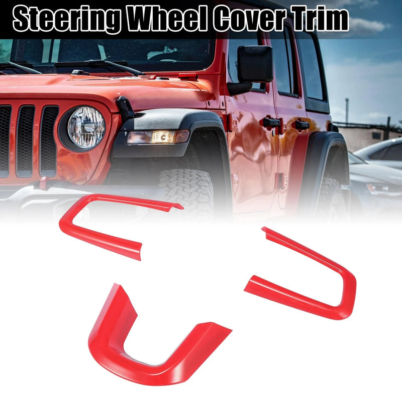 Jeep Wrangler JL JLU Sport (2018-2021) Red Steering Wheel Cover Trim Set