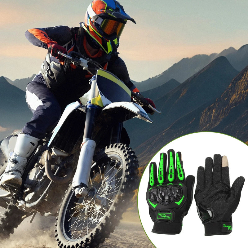 Motorcycle Breathable Full Finger Nylon Outdoor Green 1 Pair XL Glove