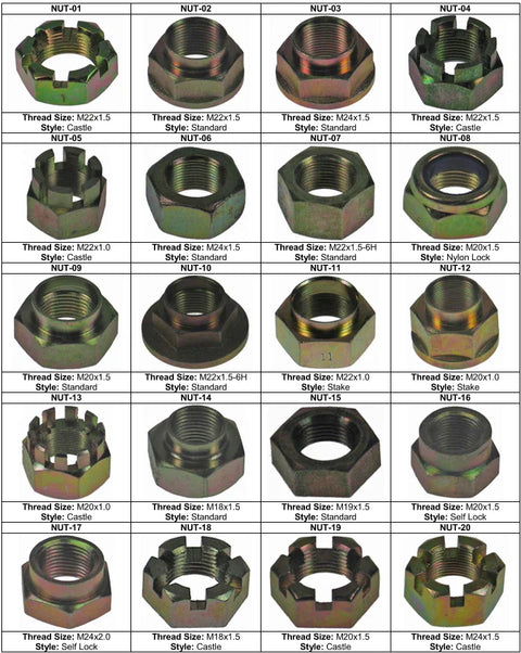 CHEVROLET Spectrum 2 x CV Axle Nut M20x1.0