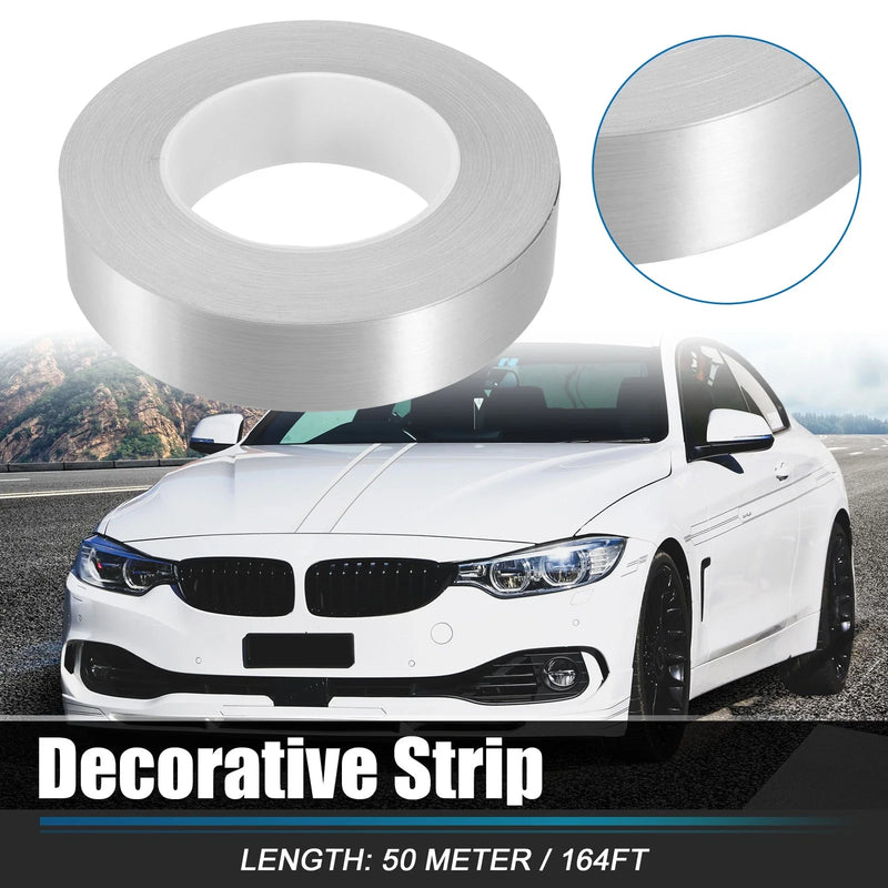 Car Motorcycle Decorative Strips 1.2" Width 164ft Waterproof Silver Tone