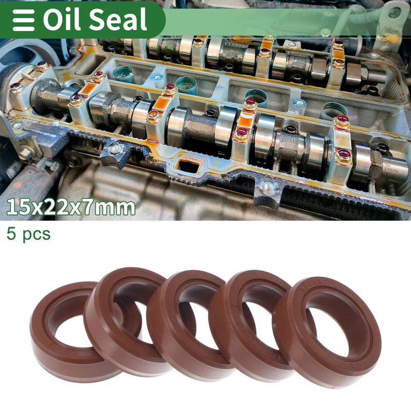 Oil Seal / 15x22x7mm / Rotary Shaft Seal FKM Rubber 5 Pcs