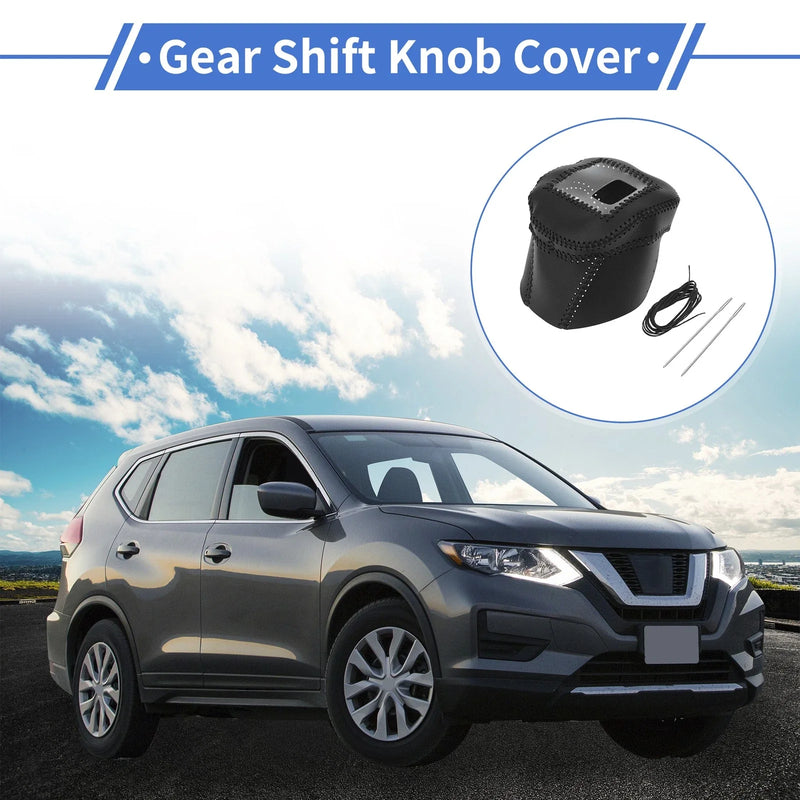 Nissan Rogue (2021-2024) Black Faux Leather Car Gear Shift Knob Cover