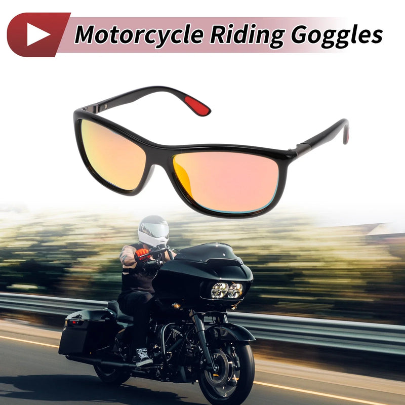 Mountain Bike Motorcycle Riding Goggles Red Lens Black Frame