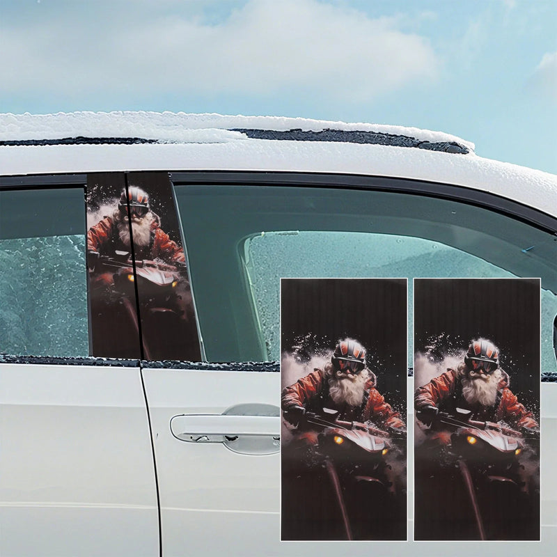 Motorcycle Santa Claus Christmas Car Center Pillar Stickers PET 19.69x9.84