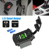 Car LED Dual USB Charger with Voltmeter Rocker Switch DC12V