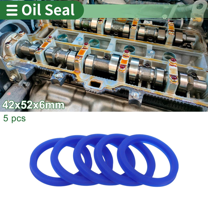 Oil Seal 42x52x6mm Rotary Shaft Seal TPU High Pressure Blue 5 Pcs