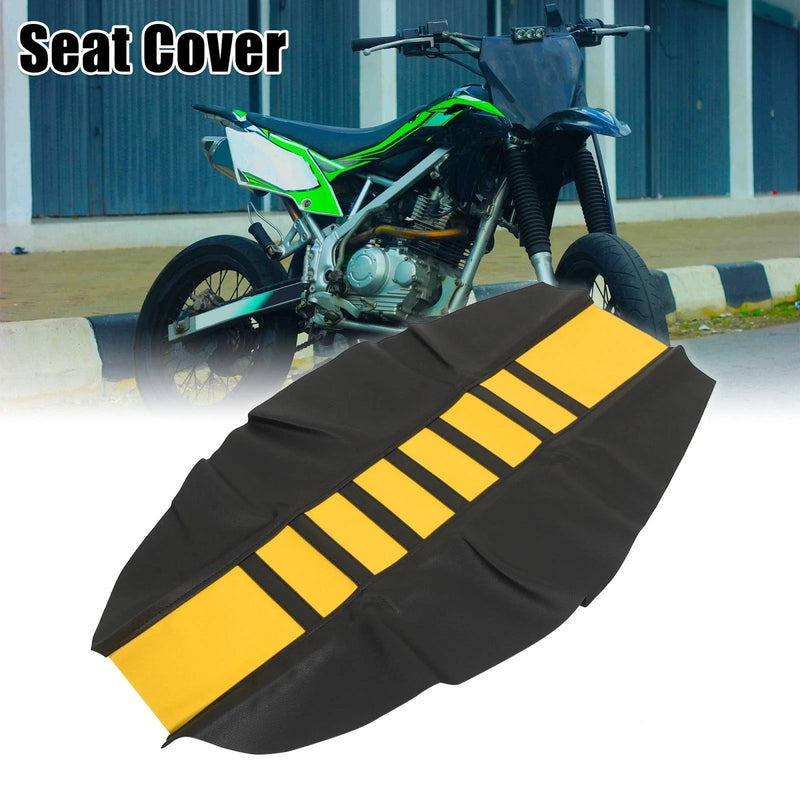 Universal Motorcycle Dirt Bike Faux Leather Yellow Black Seat Cover