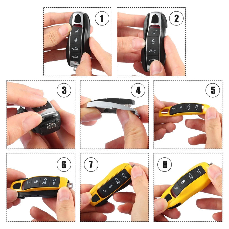 Porsche Cayenne Panamera Gloss Black Key Fob Shell Set (2003-2023)