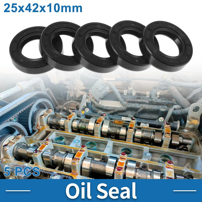 Make Model Oil Seal 25x42x10mm Shaft Seal Nitrile Rubber Black 5 Pcs