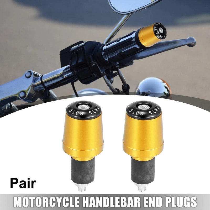Motorcycle 1 Pair Gold Tone 7/8 inch Handlebar End 22mm