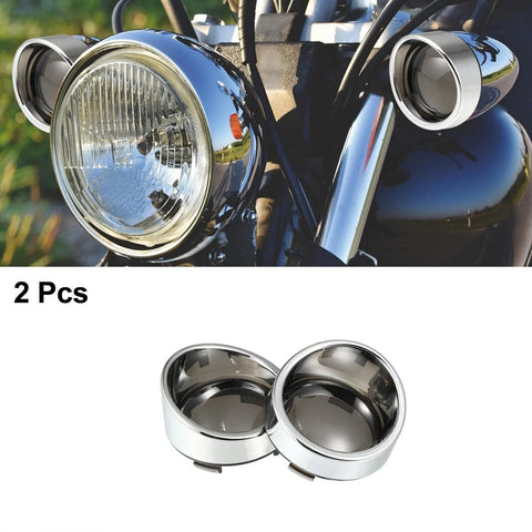 Harley Dyna Smoked Black 2 x Turn Signal Light Covers Silver Tone Visors