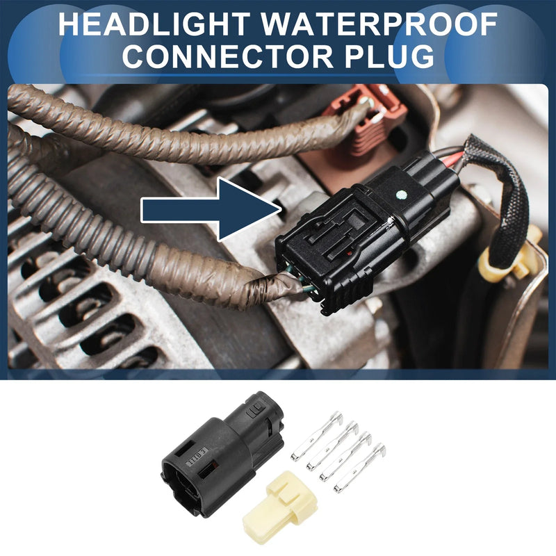Harley-Davidson 4 Pin Headlight Waterproof Connector Plug 1 Set