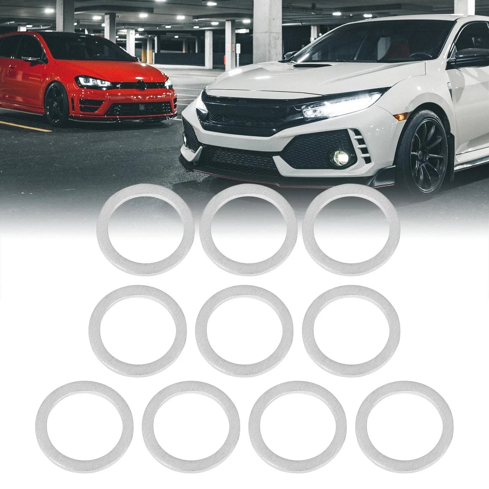 10 x M18 Silver Tone Oil Drain Plug Gaskets for Toyota (90430-18008)