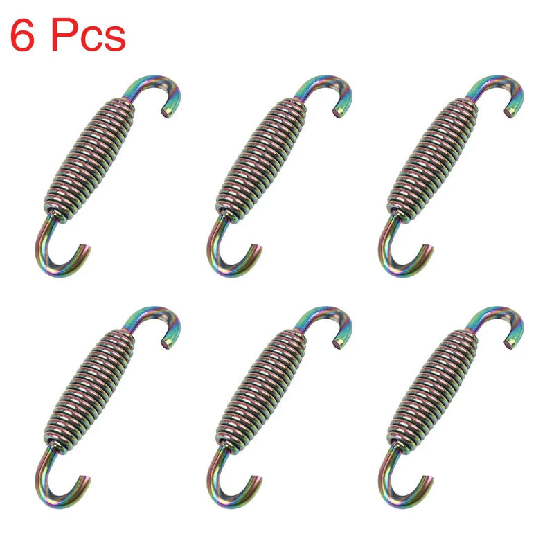 Motorcycle 6pcs 59mm Multicolor Exhaust Pipe Springs Stainless Swivel Hook