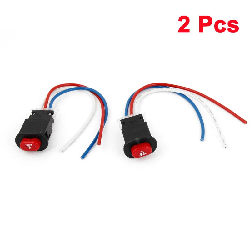 Motorcycle 2 x Black Shell Red Button Latching Light Switch Controller