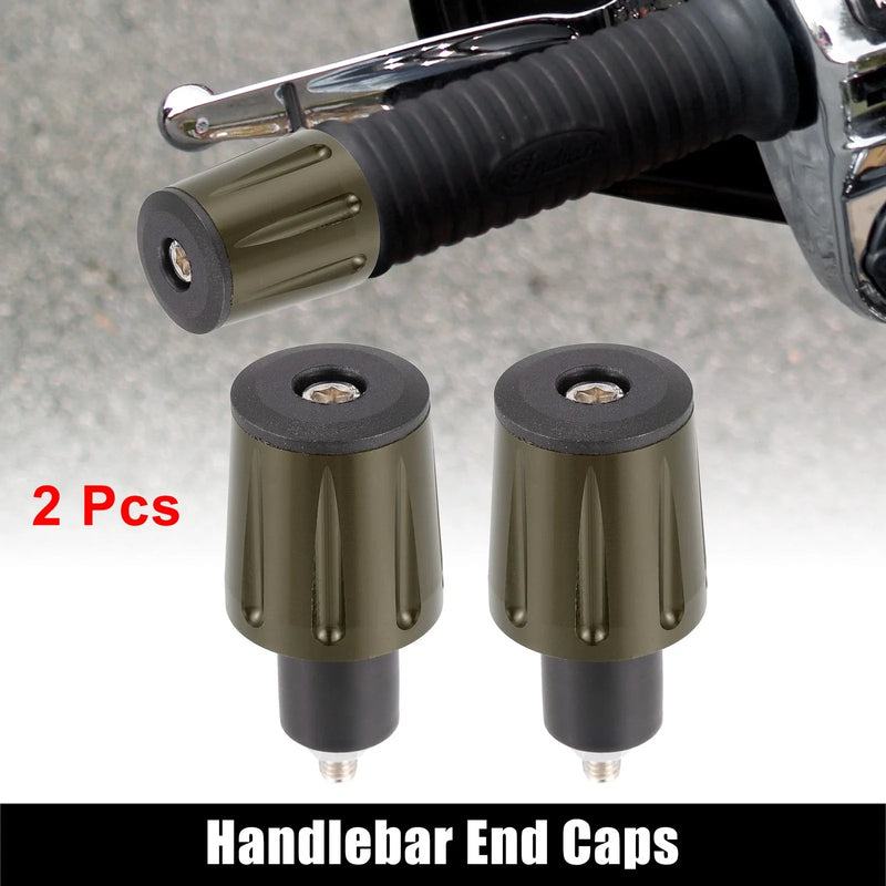 Motorcycle Pair 18mm Hand Grips End Plug Aluminum Alloy Bronze Tone
