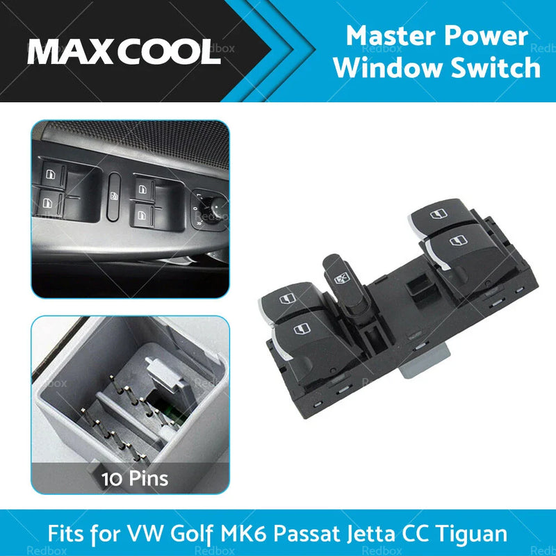 VW Golf MK6, Passat, Jetta, CC, Tiguan Master Power Window Switch (2010-2014)