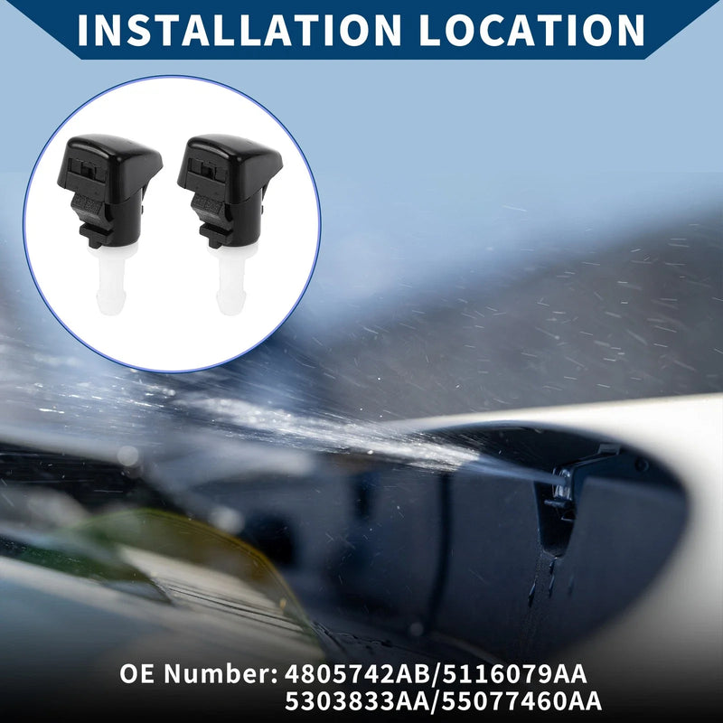 Dodge Durango Black White Front Windshield Washer Nozzles