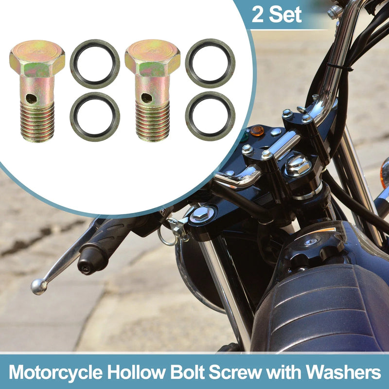 Motorcycle Bolt Screw / M12x1.5 32mm / 3-Hole Hollow Bolt Screw with Washer