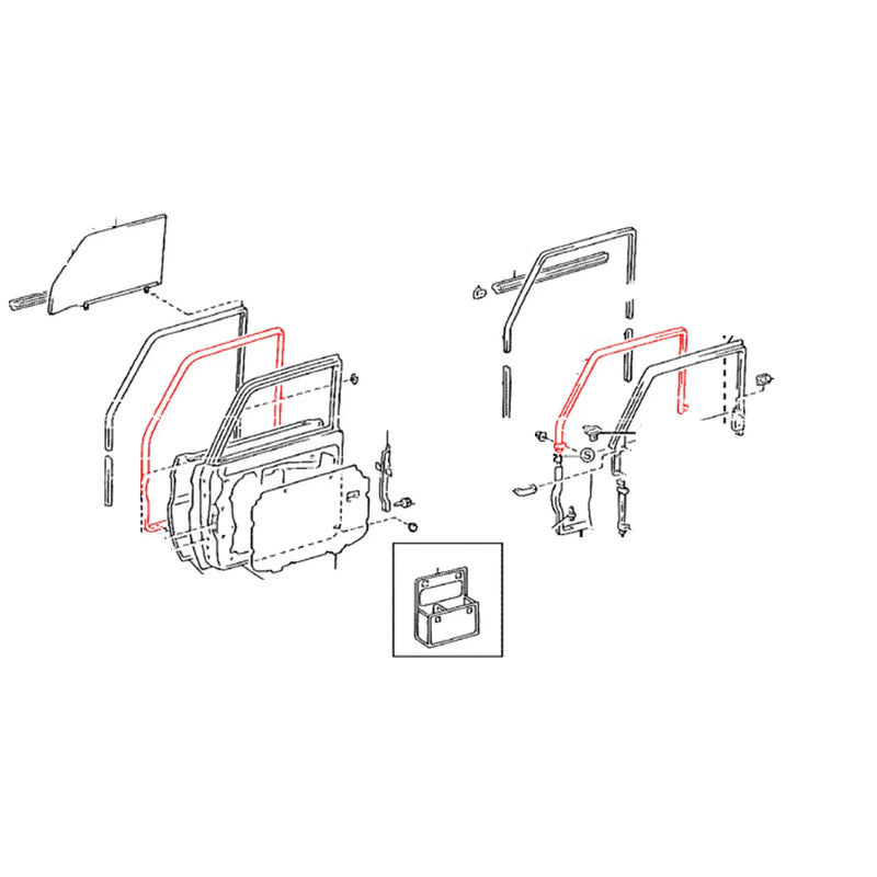 Toyota Land Cruiser 1990-2007 Front Door Weatherstrip