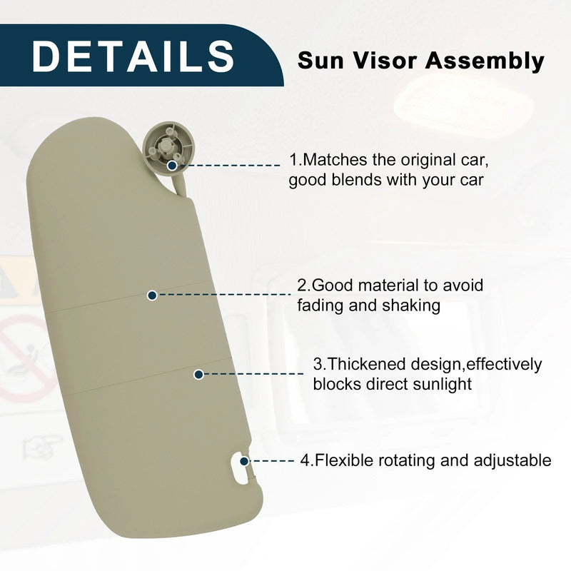 Dodge Ram 1500 (2002-2005) Beige Left Driver Side Sun Visor Assembly