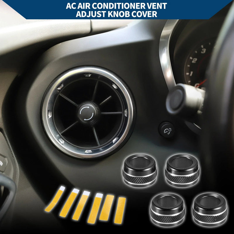 Ford Bronco Sport (2021-2023) 4 x Black AC Vent Adjust Switch Knob Cover Ring