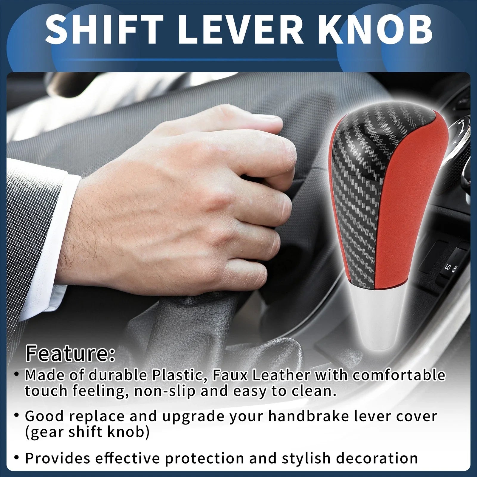 Automatic Gear Shifter Knob for Toyota 4Runner 2003-2021 Faux Leather Black Red