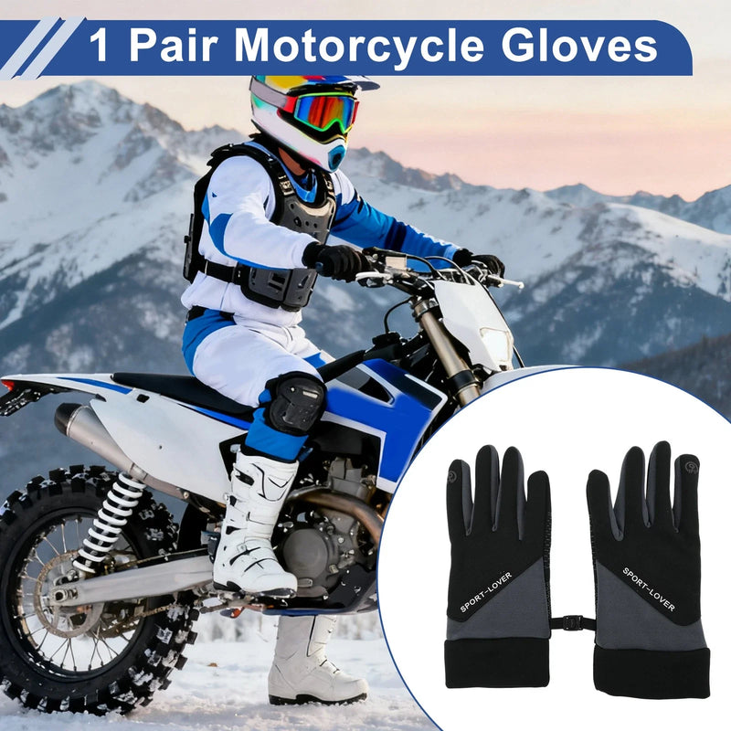 Mountain Biking Polyester Black Full Finger Outdoor Fleece Cycling Gloves