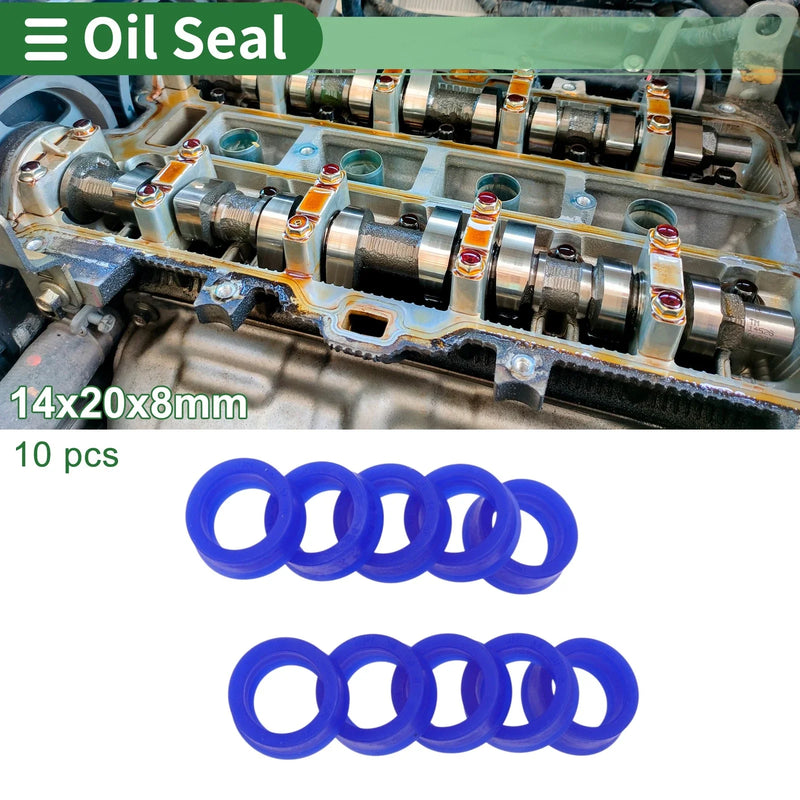 Oil Seal Rotary Shaft Seal TPU 14x20x8mm Blue 10 Pcs